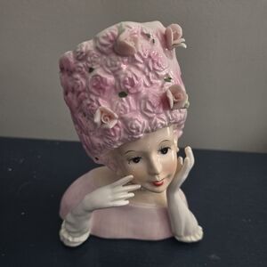 Vintage Relpo Pink Lady Head Vase A-1373M